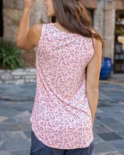 Pink Mini Floral Perfect Pocket Scoop Neck Tank - FINAL SALE -Active Aura Shop PerfectPocketTank ScoopNeck PinkMiniFloral 7