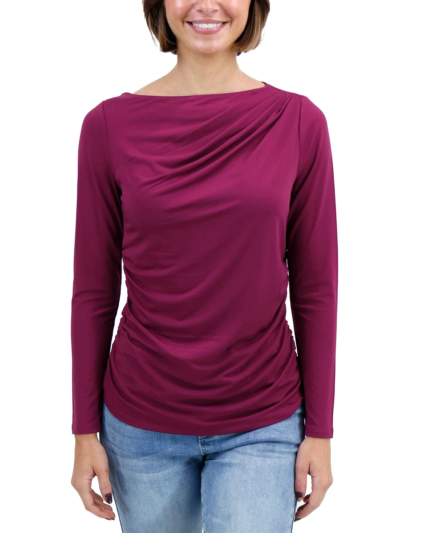 Pleated Winterberry Boat Neck Top 9 Pleated Winterberry Boat Neck Top - Image 7