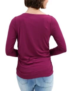 Pleated Winterberry Boat Neck Top 17 Pleated Winterberry Boat Neck Top -Active Aura Shop PleatedBoatNeckTop Winterberry 3 1