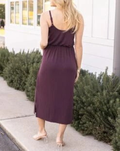 Pocketed Blouson Dress In Italian Fig -Active Aura Shop PocketedBlousonDress ItalianFig 6 1