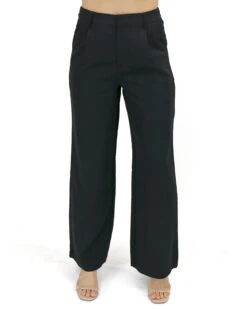 Pocketed Black Wide Leg Pants - FINAL SALE -Active Aura Shop PocketedWideLegPants Black 1 2