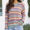 Pointelle Multi Earthtone Striped Sweater -Active Aura Shop PointelleStripedSweater MultiEarthtone 10 554f3a62 8105 4219 a25b 4a21ab852fd7
