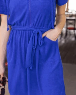 Poolside Cobalt Terry Cloth Dress -Active Aura Shop PoolsideTerryClothDress Colbalt 2