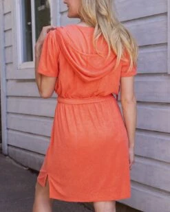 Poolside Coral Terry Cloth Dress -Active Aura Shop PoolsideTerryClothDress Coral 12