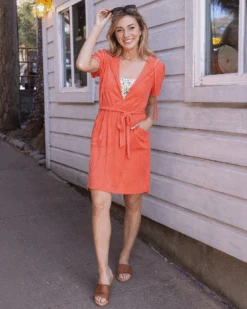 Poolside Coral Terry Cloth Dress -Active Aura Shop PoolsideTerryClothDress Coral 9