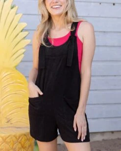 Poolside Black Terry Cloth Romper