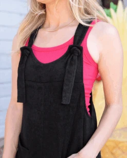 Poolside Black Terry Cloth Romper -Active Aura Shop PoolsideTerryClothRomper Black 7