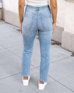 Premium Denim High Waisted Mom Jeans In Non Distressed Mid-Wash - FINAL SALE -Active Aura Shop PremiumDenimHighWaistedMomJeans MidWashNonDistressed 5