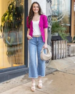 Mel's Fave Cropped Wide Leg Jeans In Mid-Wash 12 Mel's Fave Cropped Wide Leg Jeans In Mid-Wash -Active Aura Shop PuffSleeveButtonUpTop 7