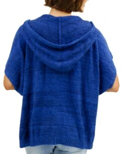 Heathered Blue Quarter Zip Bambü Poncho -Active Aura Shop QuarterZipBambuPoncho HeatheredBlue 4