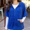 Heathered Blue Quarter Zip Bambü Poncho -Active Aura Shop QuarterZipBambuPoncho HeatheredBlue 6