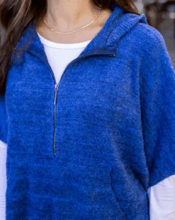Heathered Blue Quarter Zip Bambü Poncho -Active Aura Shop QuarterZipBambuPoncho HeatheredBlue 8