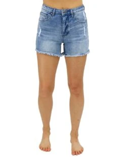 Mid-Wash Girlfriend Relaxed Fit Shorts -Active Aura Shop RelaxedFitShorts MidWash 1 1