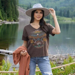 Relaxed Fit V-Neck Graphic Tee - Roam Free -Active Aura Shop RelaxedFitVNeckGraphicTee RoamFree ad