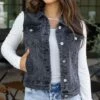Washed Black Repurposed Denim Vest -Active Aura Shop RepurposedDenimVest WashedBlack 10