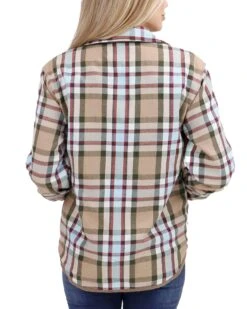 Reversible Tan/Olive Plaid Corduroy Shacket -Active Aura Shop ReversibleCorduroyShacket TanOlivePlaid 3