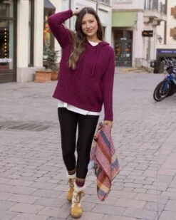 Mulberry Cloud Ribbed Hoodie - FINAL SALE -Active Aura Shop RibbedCloudHoodie Mulberry 2