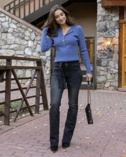 Ribbed Henley English Blue Sweater -Active Aura Shop RibbedHenleySweater EnglishBlue 20