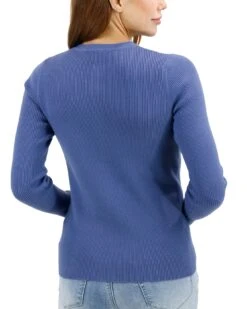 Ribbed Henley English Blue Sweater -Active Aura Shop RibbedHenleySweater EnglishBlue 5