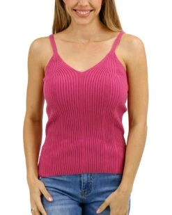 Ribbed Knit Cactus Flower Cami Top -Active Aura Shop RibbedKnitCamiTop CactusFlower 1