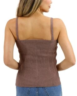 Ribbed Knit Latte Cami Top -Active Aura Shop RibbedKnitCamiTop Latte 3