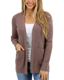 Ribbed Knit Latte Cardigan -Active Aura Shop RibbedKnitCardigan Latte 1
