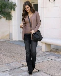 Ribbed Knit Latte Cardigan -Active Aura Shop RibbedKnitCardigan Latte 4