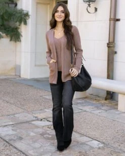 Ribbed Knit Latte Cardigan -Active Aura Shop RibbedKnitCardigan Latte 7