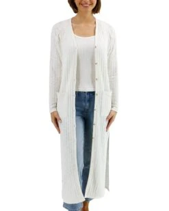 Ivory Ribbed Long Duster Cardigan 18 Ivory Ribbed Long Duster Cardigan -Active Aura Shop RibbedLongDusterCardigan Ivory 2