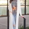 Ivory Ribbed Long Duster Cardigan -Active Aura Shop RibbedLongDusterCardigan Ivory 8