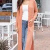 Sunset Ribbed Long Duster Cardigan 1 Sunset Ribbed Long Duster Cardigan -Active Aura Shop RibbedLongDusterCardigan Sunset 7