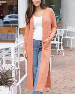 Sunset Ribbed Long Duster Cardigan