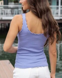 Ribbed Ruffle Hem Brami Tank In Lilac -Active Aura Shop RibbedRuffleHemBramiTank Lilac 6