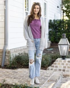 Ruffle Square Neck Cami In Purple Haze -Active Aura Shop RuffleSquareNeckCami PurpleHaze 3