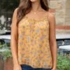Ruffled Swing Mustard Floral Cami