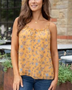 Ruffled Swing Mustard Floral Cami