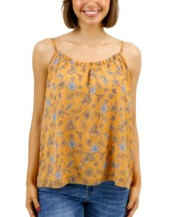 Ruffled Swing Mustard Floral Cami -Active Aura Shop RuffledSwingCami MustardFloral 4