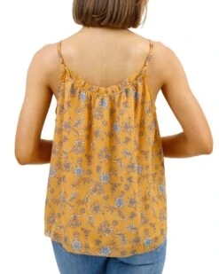 Ruffled Swing Mustard Floral Cami -Active Aura Shop RuffledSwingCami MustardFloral 8