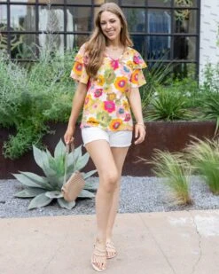 Multi Floral Summer Breeze Blouse -Active Aura Shop SUMMERBREEZEBLOUSE MULTIFLORAL 3