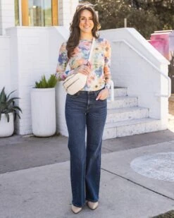 Scoop Neck Floral Mesh Top In Watercolor -Active Aura Shop ScoopNeckFloralMeshTop Watercolor 3