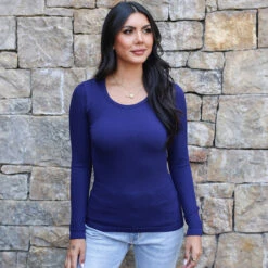 Scoop Neck Indigo Long Sleeve Brami -Active Aura Shop ScoopNeckLongSleeveBrami Ad 2