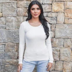 Scoop Neck Ivory Long Sleeve Brami -Active Aura Shop ScoopNeckLongSleeveBrami Ad 5