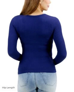 Scoop Neck Indigo Long Sleeve Brami -Active Aura Shop ScoopNeckLongSleeveBrami HipLength 6 1
