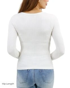 Scoop Neck Ivory Long Sleeve Brami -Active Aura Shop ScoopNeckLongSleeveBrami HipLength 9 1