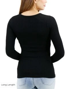 Scoop Neck Black Long Sleeve Brami -Active Aura Shop ScoopNeckLongSleeveBrami LongLength 2 1