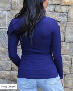 Scoop Neck Indigo Long Sleeve Brami -Active Aura Shop ScoopNeckLongSleeveBrami LongLength 2 2