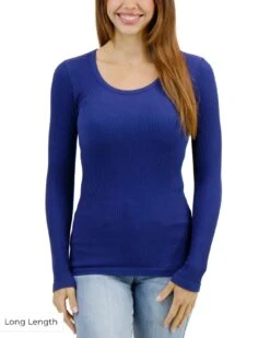 Scoop Neck Indigo Long Sleeve Brami -Active Aura Shop ScoopNeckLongSleeveBrami LongLength 3 2