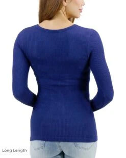 Scoop Neck Indigo Long Sleeve Brami -Active Aura Shop ScoopNeckLongSleeveBrami LongLength 4 2