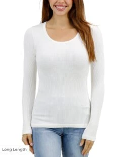 Scoop Neck Ivory Long Sleeve Brami -Active Aura Shop ScoopNeckLongSleeveBrami LongLength 5 1