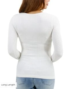 Scoop Neck Ivory Long Sleeve Brami -Active Aura Shop ScoopNeckLongSleeveBrami LongLength 6 1